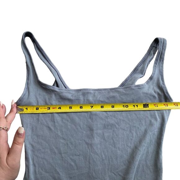 Skims Women’s XL Square Neck‎ Cotton Rib Bodysuit Pacific Gray Snap Close New - Picture 7 of 8